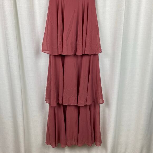 Lulus Sincerely Exquisite Rusty Rose Short Sleeve Tiered Maxi Dress Sz.XS NWT - Picture 7 of 16